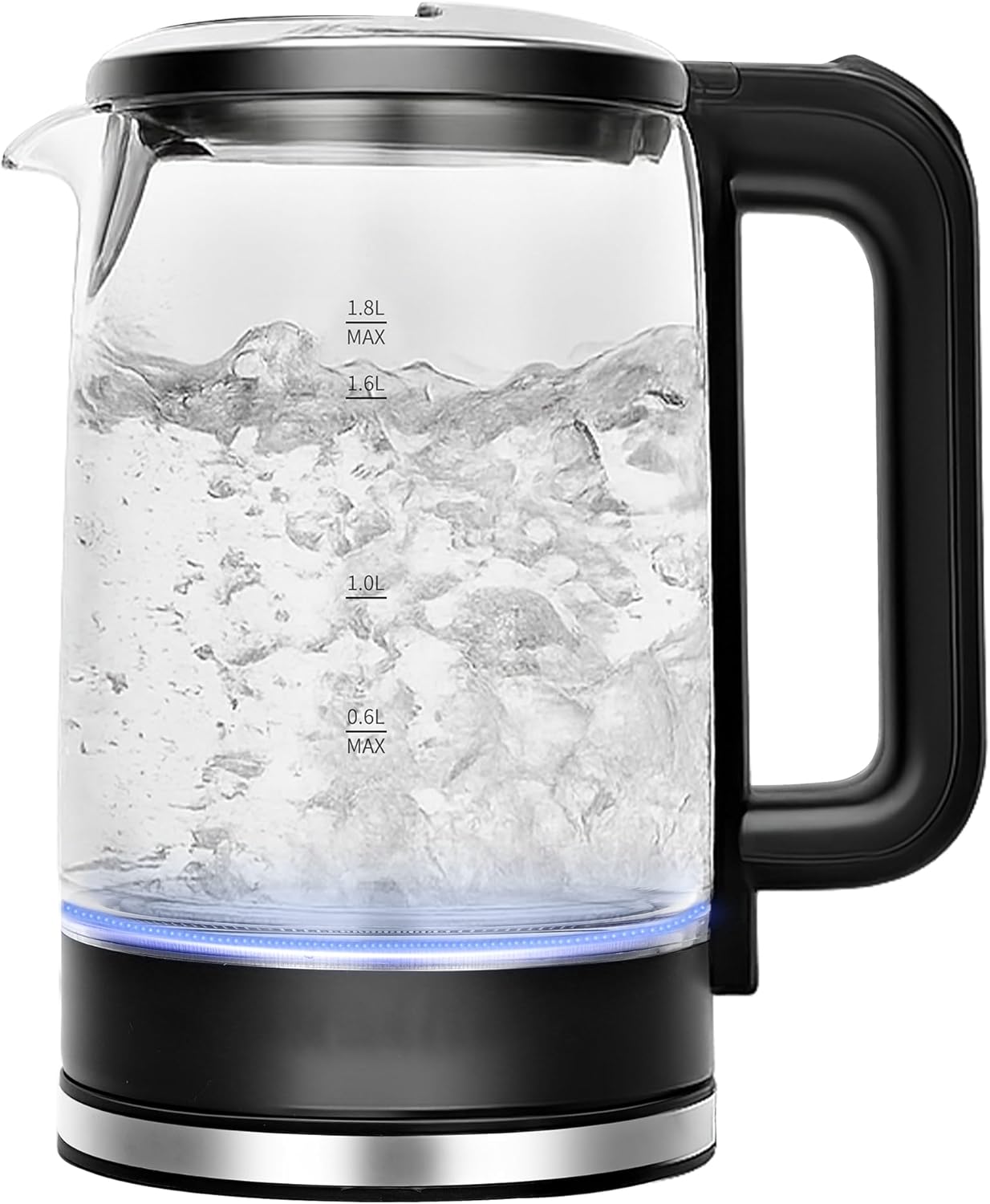 71E604HvxoL._AC_SL1500_.jpg Electric Glass Kettle, 1.8L Glass Tea Kettle & Hot Water Boiler, 360° Swivel Base, BPA Free, Auto Shut-Off, Boil-Dry Proof, 304 Stainless Steel, 1500W - Image 1